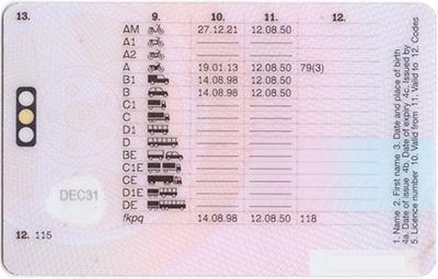 Driving licence issued after January 1997.
